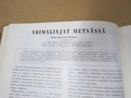 Metsätaloudellinen Aikakauslehti 1959 -sidottu vuosikerta -sisältää runsaasti artikkeleita / kuvia / mainoksia metsätalouden koneista ja laitteista