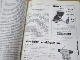 Metsätaloudellinen Aikakauslehti 1959 -sidottu vuosikerta -sisältää runsaasti artikkeleita / kuvia / mainoksia metsätalouden koneista ja laitteista