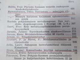 Metsätaloudellinen Aikakauslehti 1958 -sidottu vuosikerta -sisältää runsaasti artikkeleita / kuvia / mainoksia metsätalouden koneista ja laitteista
