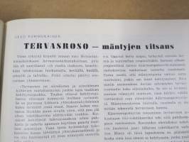 Metsätaloudellinen Aikakauslehti 1958 -sidottu vuosikerta -sisältää runsaasti artikkeleita / kuvia / mainoksia metsätalouden koneista ja laitteista