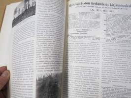 Metsätaloudellinen Aikakauslehti 1958 -sidottu vuosikerta -sisältää runsaasti artikkeleita / kuvia / mainoksia metsätalouden koneista ja laitteista