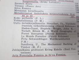 Metsätaloudellinen Aikakauslehti 1957 -sidottu vuosikerta -sisältää runsaasti artikkeleita / kuvia / mainoksia metsätalouden koneista ja laitteista