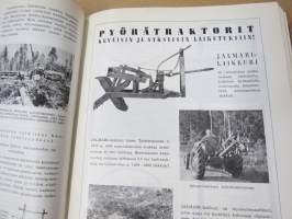 Metsätaloudellinen Aikakauslehti 1957 -sidottu vuosikerta -sisältää runsaasti artikkeleita / kuvia / mainoksia metsätalouden koneista ja laitteista