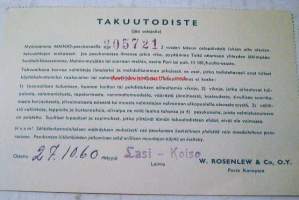 mainio pesukoneille 2 vuoden takuu  27.10.1960