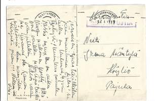 Sign Aarne Nopsanen   - sotilaspostikortti  postikortti kulkenut Kenttäpostissa 1944