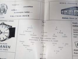Suomi-sarja - Suomensarja (Suomen sarja / Mestaruussarja)  - Tampereen Kisatoverit - Rosenlewin Urheilijat RU-38 (Pori),  syyskuu 1965 -jalkapallo käsiohjelma