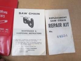 Remington Chain Saws - Maintenance &amp; Sharpening Instructions - Repalcement Saw Chain Repai r Kit -muovitaskussa olevat teroitus- ja hoito-ohjeet + korjaussarja