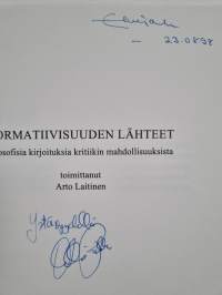 Normatiivisuuden lähteet - filosofisia kirjoituksia kritiikin mahdollisuuksista (signeerattu, tekijän omiste)