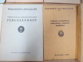 Autoiluun ja Autoliittoon yms. liittyviä painatteita 10 kpl erä vv. 1928-1957