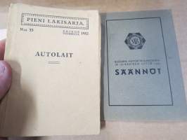 Autoiluun ja Autoliittoon yms. liittyviä painatteita 10 kpl erä vv. 1928-1957