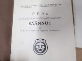 Autoiluun ja Autoliittoon yms. liittyviä painatteita 10 kpl erä vv. 1928-1957