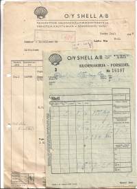 Shell Turku 1948 lasku ja kuormakirja  - firmalomake