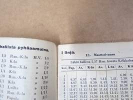 Viipurin Raitiotiet - Työvuorot ja aikataulut kaupungin raitioteillä (nr 10), moottorivaunut ja jälkivaunut, 1939 alkaen Varjoranta