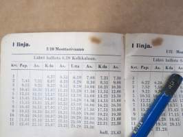 Viipurin Raitiotiet - Työvuorot ja aikataulut kaupungin raitioteillä (nr 10), moottorivaunut ja jälkivaunut, 1939 alkaen Varjoranta