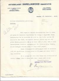 Kareliawood Oy Hämekoski  1926 - firmalomake