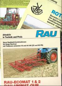RAU traktorityökalu ja maataloustyökone   - tuote-esite n 30 kpl / 700 g  vuodelta 1985