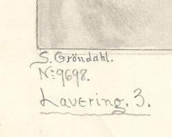 Signe Gröndahl, mies  sign 1925 laveeraus 22x27 cm