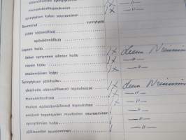 Sairaanhoitajataroppilaan opintokirja (arvostelu- ja suorituskirja) - Oulun sairaanhoitajatarkoulu S.R. 1958