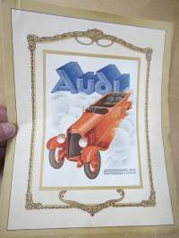 Audi  Sport-Zweisitzer, Sport-Phaeton, Limousine 191? -myyntiesite, esitteessä mainitaan saavutuksina vv. 1911-14 kilpailujen voittoja, joten 10-lukua?