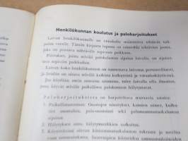 Laivojen palosuojelu, leimattu &quot;KL Matti Kurki&quot; eli koululaivan kirjastoon kuulunut