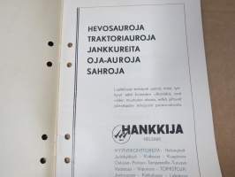 Hankkija - Koneluettelo nr 1B 1937 Hevosaurat, Traktoriaurat, Jankkurit, Oja-aurat, Sahrat