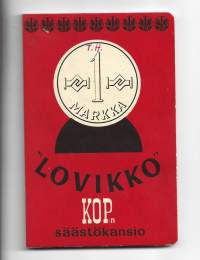 &quot;Lovikko&quot;  KOP:n säästölovikko TÄYSI  / Raha joka rakoon: viisisataa kokoon - 10x1 mk+4x5mk+5x10mk+6x20mk+6x50mk= 500 markkaa  yht  31 kolikkoa 1950-luvulta