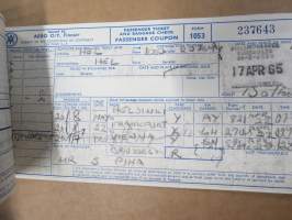 Finnair - Aero Oy 237644 + Sabena 89533 -matkalippu / passenger ticket
