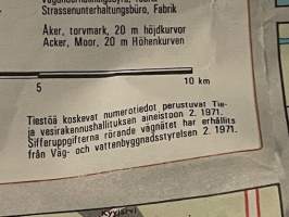Suomen tiekartta 7 vägkarta över Finland 1971 -road map