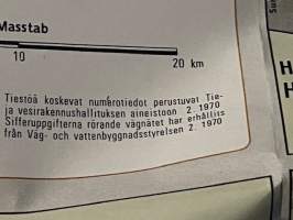 Suomen tiekartta 12 vägkarta över Finland 1970 -road map