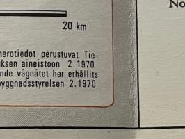 Suomen tiekartta 13 vägkarta över Finland 1970 -road map