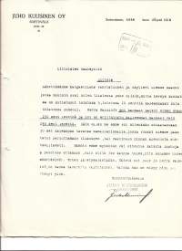 Juho Kuusinen  Sortavala 1926 - firmalomake
