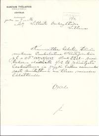 Kuntain Työlaitos Punkalaitumella  1926  - firmalomake