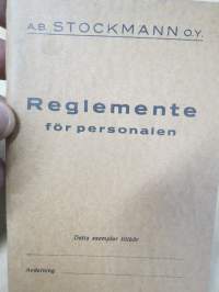 Stockmann Ab / Oy Henkilökunnan Ohjesäännöt - Reglemente för personalen 1936