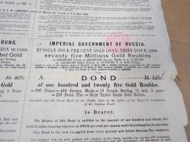 Императорское Российское Правительств -   Облигация -venäläinen keisarillisen ajan obligaatio nr 12933 - 125 kultaruplaa / 500 frangia, 4 % 1890