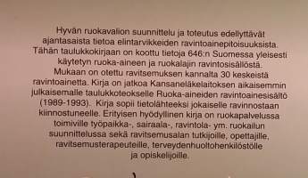 Ruokien ravintoainesisältö - Livsmedlens näringsinnehåll -Nutrient composition of foods. (Elintarviketiede, elintarvikkeet,