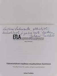 Tuloverotuksen reaalinen muuttuminen Suomessa - kuusikymmentä vuotta verojen vuoristorataa (signeerattu, tekijän omiste)