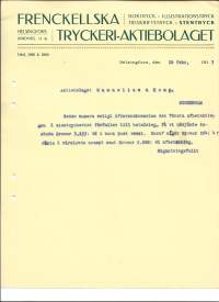 Frenckelska Tryckeri Ab Helsinki 1913 -  firmalomake