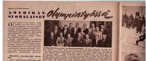 Suomen kuvalehti 10/8.3.1952. Sodan jälkeistä aikaa, olympialaiset tulossa. Lehden sisällä muutama lehtileike, kai tilaajaa kiinnostavia aiheita.Paljon mainoksia