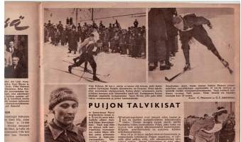 Suomen kuvalehti 10/8.3.1952. Sodan jälkeistä aikaa, olympialaiset tulossa. Lehden sisällä muutama lehtileike, kai tilaajaa kiinnostavia aiheita.Paljon mainoksia
