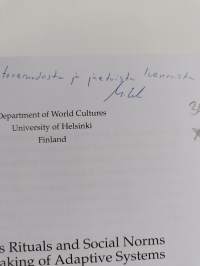 Religious rituals and social norms in the making of adaptive systems (signeerattu, tekijän omiste)