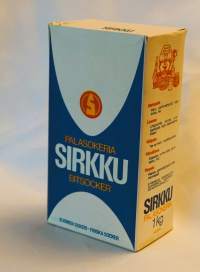 Sirkku palasokeria tyhjä tuotepakkaus ennen viivakoodia