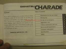 Daihatsu Charade owner´s manual -käyttöohjekirja englanniksi