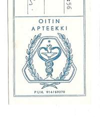 Oitin  Apteekki -  resepti signatuuri 1969