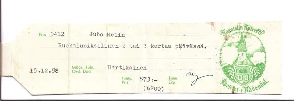 NaantalinApteekki -  resepti signatuuri 1958
