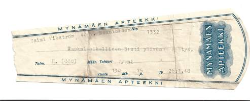 Mynämäen Apteekki , resepti  signatuuri  1948