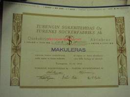 Turengin Sokeritehdas Oy, Turenki 1943, 10 000 mk -osakekirja