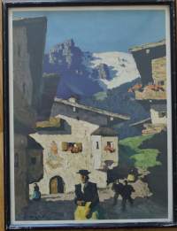 Alfons Walde, &quot;Vuoristokesä&quot; , signeerattu painokuva 41x31 cm kehystetty