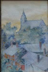Arne Rancken, &quot;Nådendal &quot; Naantali , signeerattu akvarelli 1922 koko 38x28 cm kehystetty