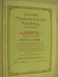 Suomen Maanviljelijäin Kauppa Oy, Tampere 1948, 10 000 mk -osakekirja