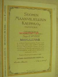 Suomen Maanviljelijäin Kauppa Oy, Tampere 1948, 10 000 mk -osakekirja